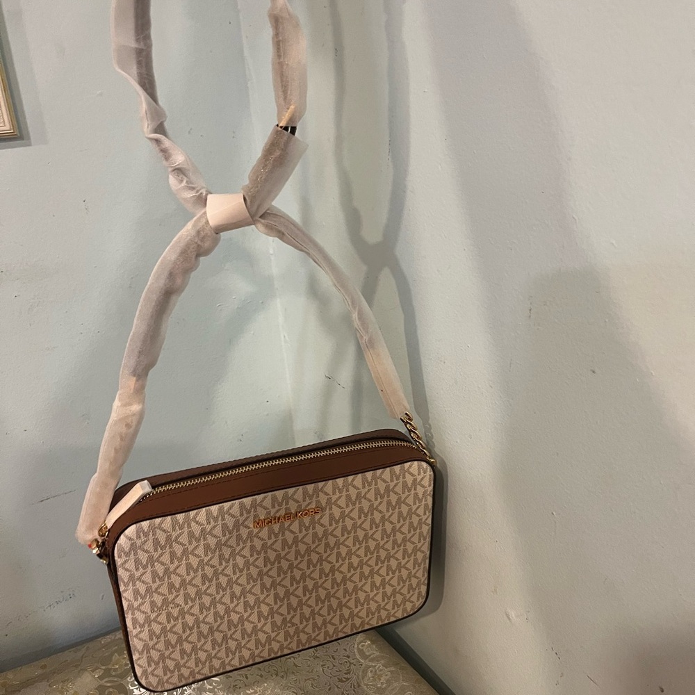 Michael Kors Brown and Cream Crossbody Bag